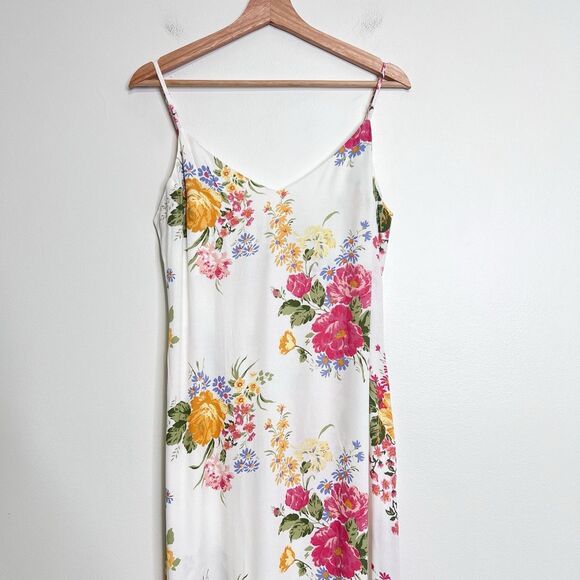 Reformation Boston Floral Midi Slip Dress Ivory Pink Yellow Size 8 Feminine - Picture 3 of 8